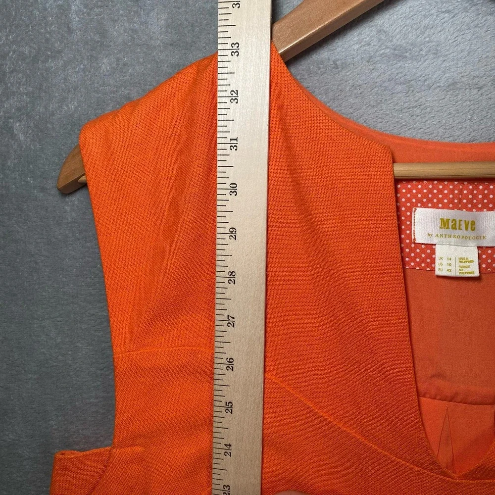 Anthropologie Maeve Orange Sleeveless Mini Dress with White Embroidered Starfish - Picture 10 of 15